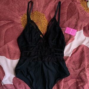 Black lacy bodysuit